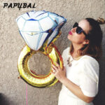 Diamantový prsten hliníkový párty balónek - Obrázek 2