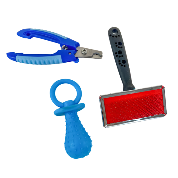 Sada na péči o srst s nehty s gumovou hračkou 15 cm - Obrázek 1