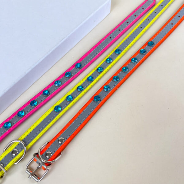 Kožený obojek pro psy s kamínky 40 × 2 cm - Obrázek 3