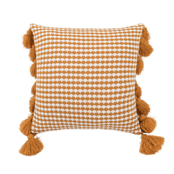 Povlak Žlutobílý polštář s třásněmi 45*45cm - Obrázek 1