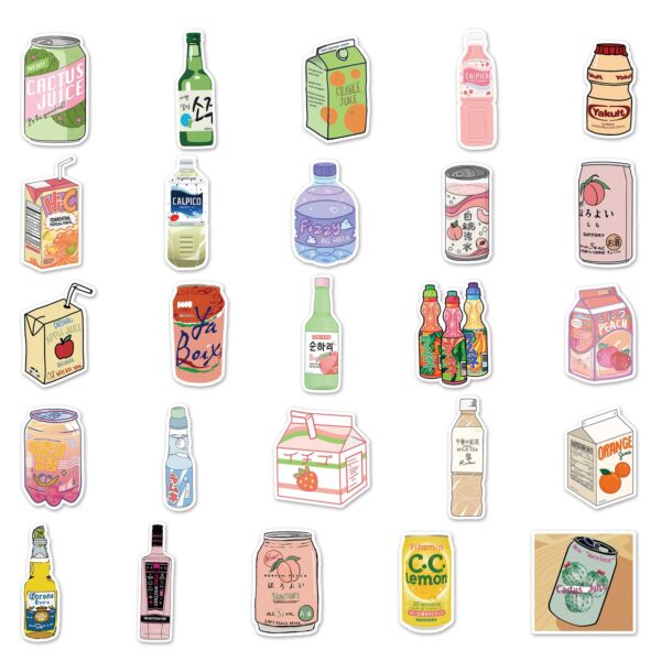 Samolepky Nápoje 50ks - 50 odlišných samolepek - Obrázek 2