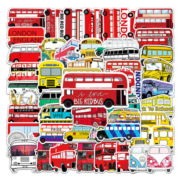 Samolepky Autobus 50ks - 50 odlišných samolepek - Obrázek 3