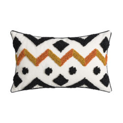 Povlak Bílá s černými a žlutými zig zag motivem- samet 30*50cm [bez vložky].