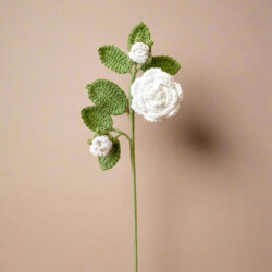 Háčkované Květiny 1 velká a 2 malé kamélie - bílá [Dokončeno