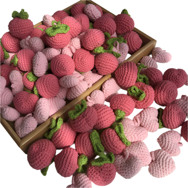 Hačkované plody Broskev + srdce (1 kus hotový) - Obrázek 2