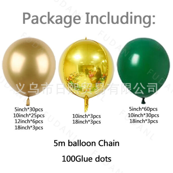 165ks zelená zlatá balónková girlanda oblouk sada - Obrázek 2