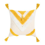 Povlak Bílá se žlutýmí třásněmi; 45*45cm [jádro není součástí balení