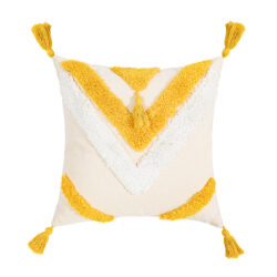 Povlak Bílá se žlutýmí třásněmi; 45*45cm [jádro není součástí balení