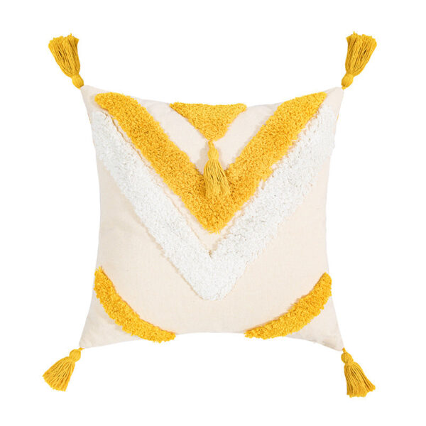 Povlak Bílá se žlutýmí třásněmi; 45*45cm [jádro není součástí balení - Obrázek 1