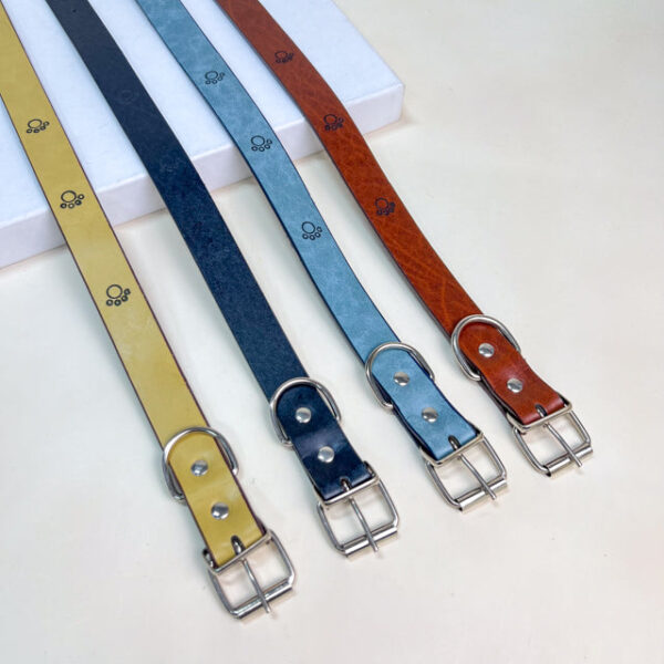 Kožený obojek pro psy s tlapkami 1.5cm, délka 38cm - Obrázek 2