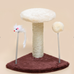 Škrabadlo Rohová věž s myškou a bambulí pro kočky 23 cm