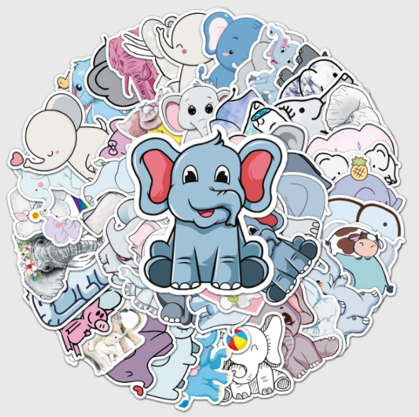 Samolepky Slon 50ks - 50 odlišných samolepek - Obrázek 5