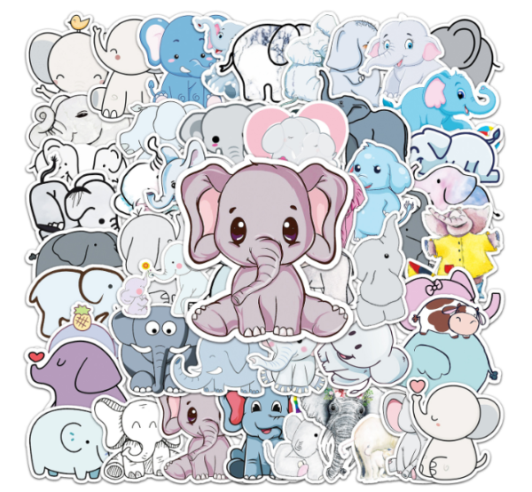 Samolepky Slon 50ks - 50 odlišných samolepek - Obrázek 2