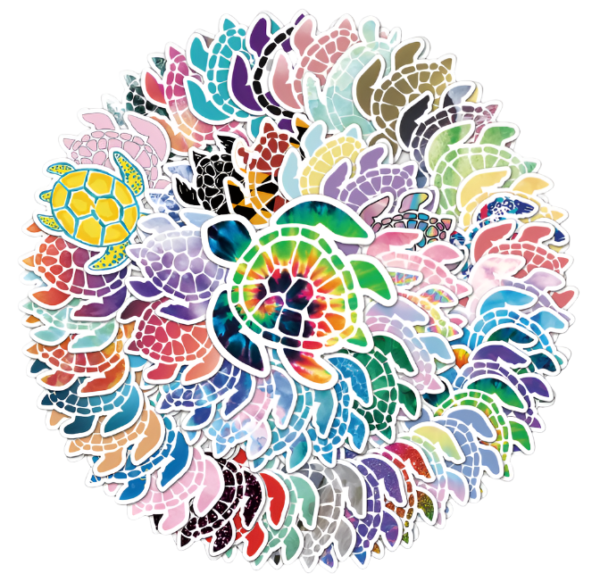 Samolepky Želva 50ks - 50 odlišných samolepek - Obrázek 1