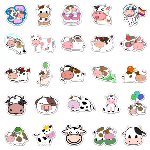 Samolepky Kráva 50ks - 50 odlišných samolepek - Obrázek 4