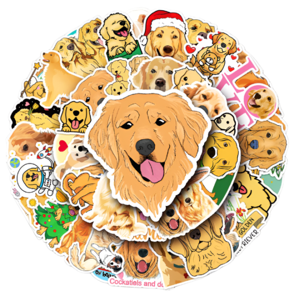 Samolepky Zlatý retrívr 50ks - 50 odlišných samolepek - Obrázek 1