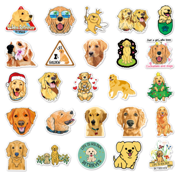 Samolepky Zlatý retrívr 50ks - 50 odlišných samolepek - Obrázek 6