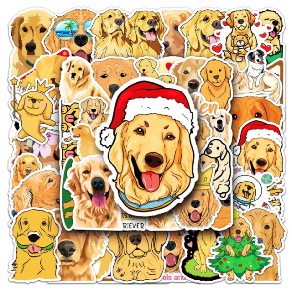 Samolepky Zlatý retrívr 50ks - 50 odlišných samolepek - Obrázek 4