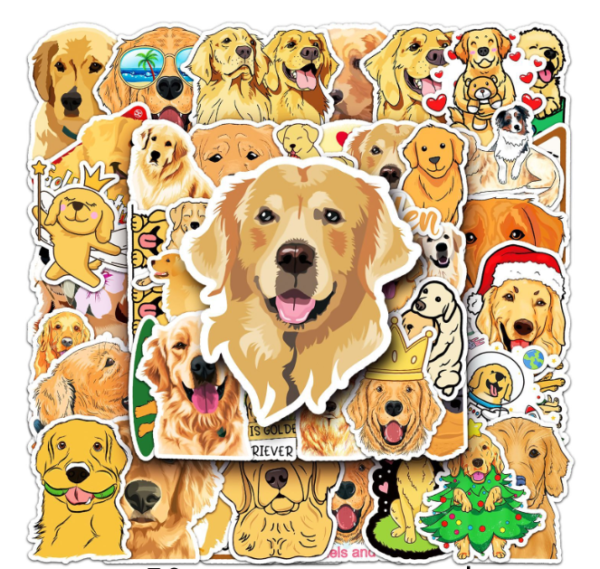 Samolepky Zlatý retrívr 50ks - 50 odlišných samolepek - Obrázek 2