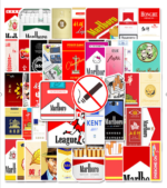 Samolepky Cigarety 50ks - 50 odlišných samolepek