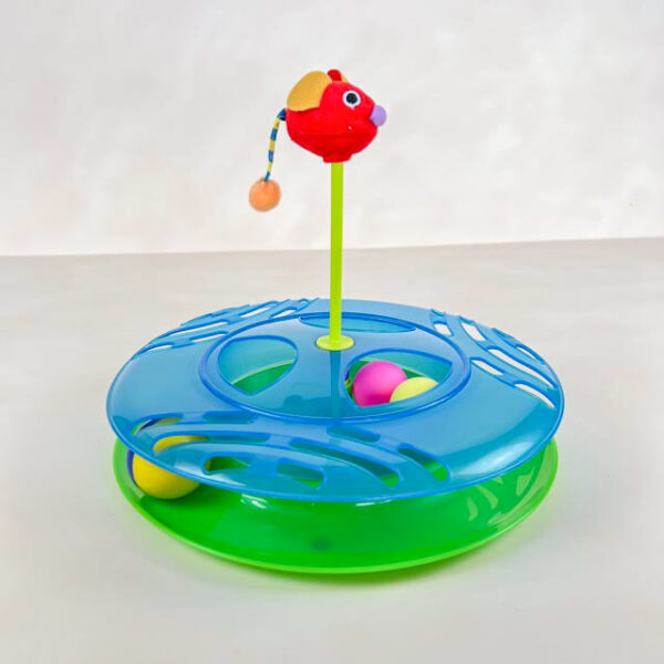 Hračka pro kočky s míčky a myší 30 cm - Obrázek 1