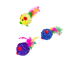 Pletená myš pro kočky s peřím 10 cm - Obrázek 6