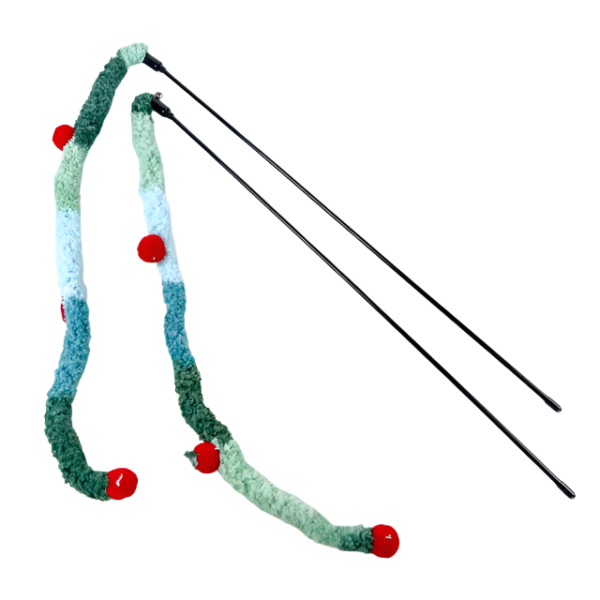 Chlupaté škádlítko pro kočky s rolničkou 50cm tyč - Obrázek 7