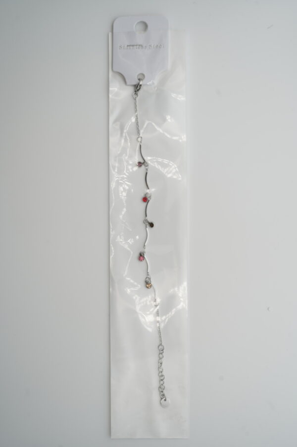 Náramek z nerezové oceli stříbrný s kamínky - Obrázek 1