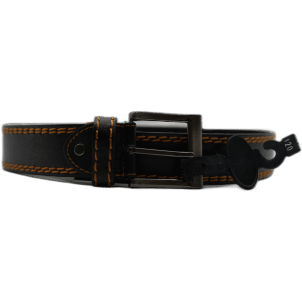 Kutti černý kožený pásek 120 cm oranžový vzor - Obrázek 1