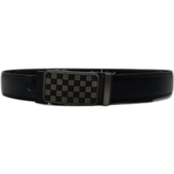 Kutti černý kožený pásek se zapínáním ve vzoru šachovnice 130cm