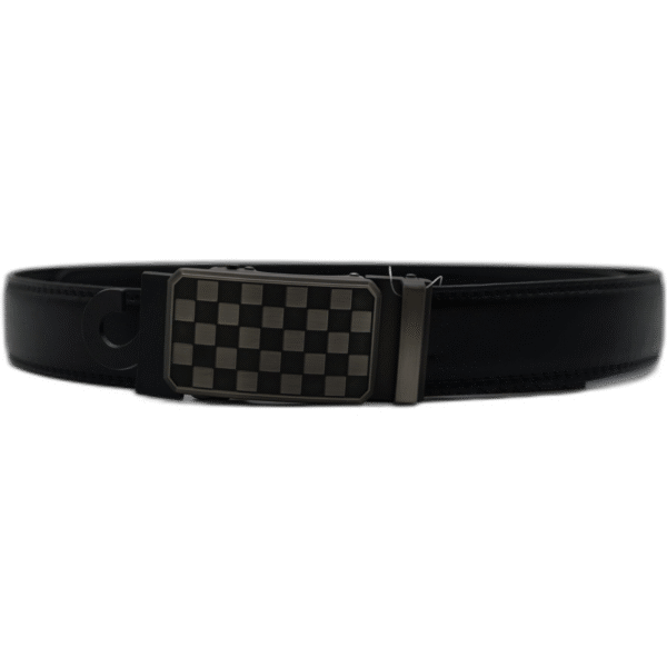 Kutti černý kožený pásek se zapínáním ve vzoru šachovnice 130cm - Obrázek 1