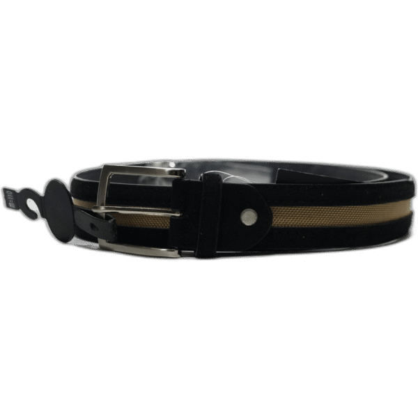 Kutti černý kožený pásek se zlatým pruhem uprostřed 110cm - Obrázek 1