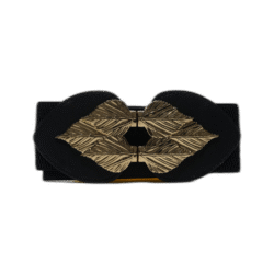 Dámský černý opasek zapínání s listy