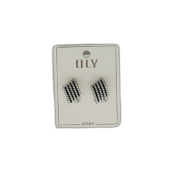 Oly náušnice ve tvaru obdélníku se stříbrnými kamínky