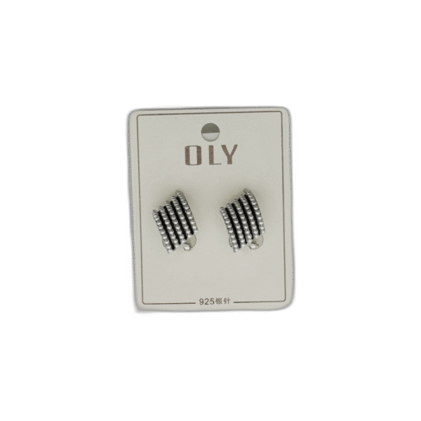 Oly náušnice ve tvaru obdélníku se stříbrnými kamínky - Obrázek 1