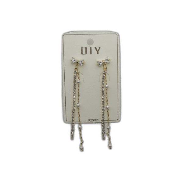 Oly náušnice dlouhé s mašlí zlaté - Obrázek 1