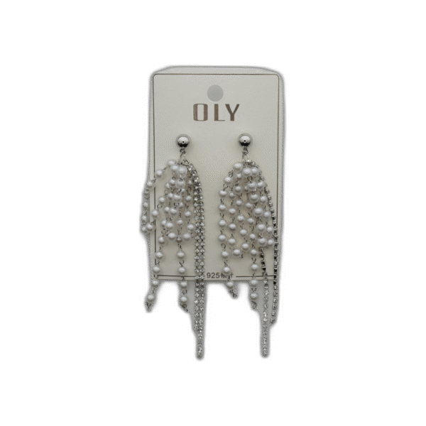 Oly náušnice dlouhé s kuličkami stříbrné - Obrázek 1