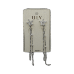 Oly náušnice dlouhé s květinou stříbrné