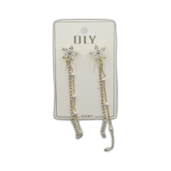 Oly náušnice dlouhé s květinou zlaté