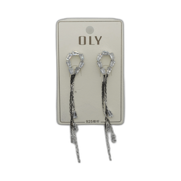 Oly náušnice dlouhé s kruhovitým tvarem stříbrné - Obrázek 1