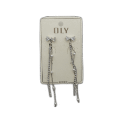 Oly náušnice dlouhé s mašlí stříbrné