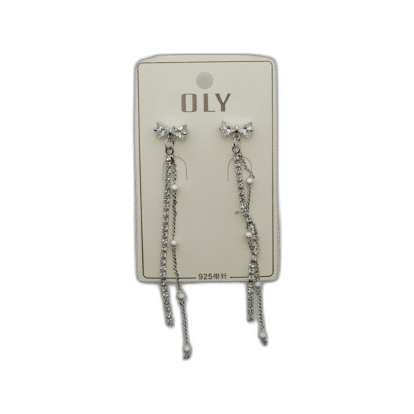 Oly náušnice dlouhé s mašlí stříbrné - Obrázek 1