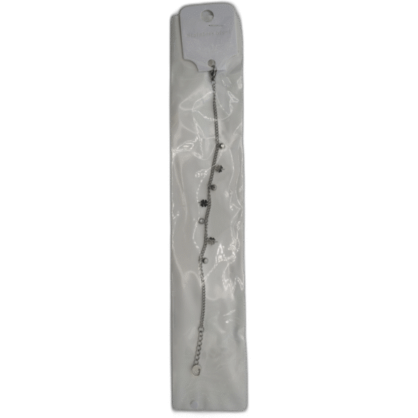 Náramek z nerezové oceli stříbrný se čtyřlístkami - Obrázek 1