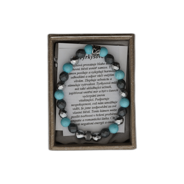 Tyrkys modrý náramek z nerezové oceli s pytlíčkem - Obrázek 1