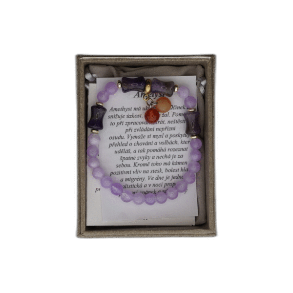 Ametyst růžový  náramek z nerezové oceli s pytlíčkem - Obrázek 1