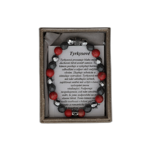 Tyrkys červený náramek z nerezové oceli s pytlíčkem - Obrázek 1