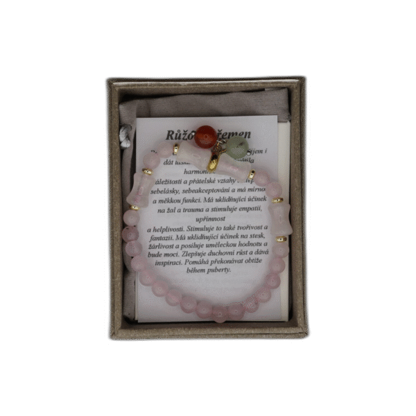 Růžový křemen náramek z nerezové oceli s pytlíčkem - Obrázek 1