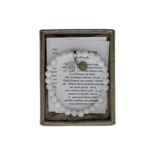 Nefrit bílý náramek z nerezové oceli s pytlíčkem - Obrázek 1