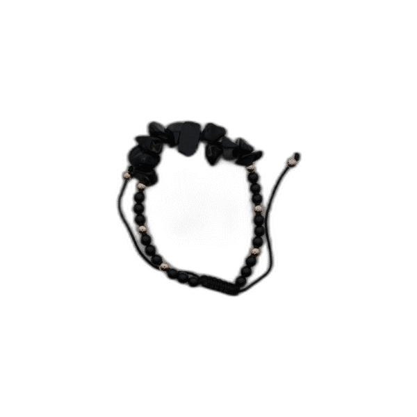 Černý náramek s kamínkami - Obrázek 1