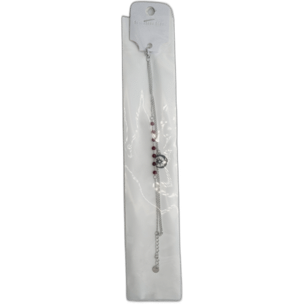 Stříbrný náramek s půlměsícem a červenými kamínky - Obrázek 1